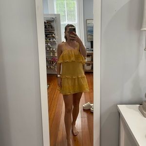 Tularosa Yellow Tie Ruffle Dress